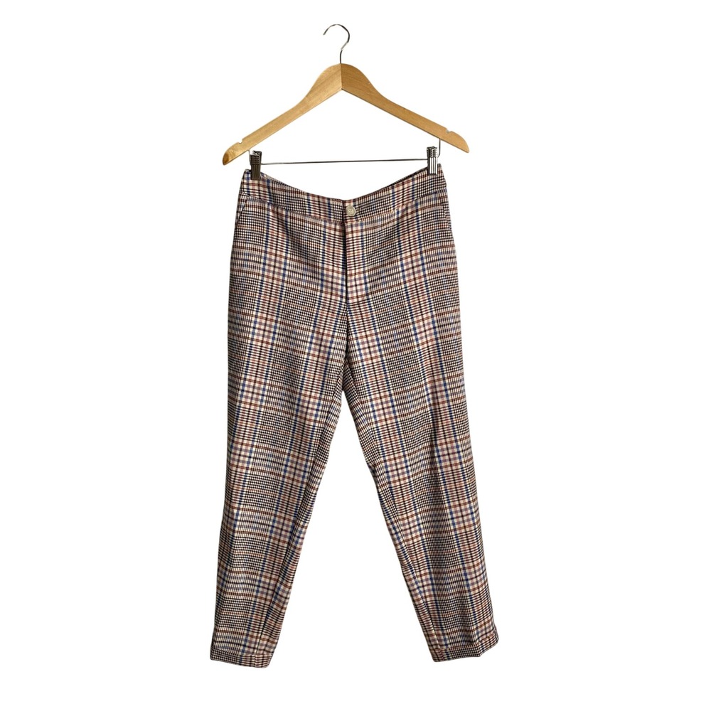 By Anthropologie Plaid Trousers Pants Size 4 Tailored Ankle Dark Academia Preppy
